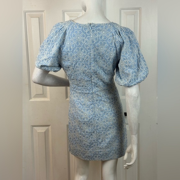 MARBLE Blue and White Floral Mini Dress Size Medium - Picture 14 of 15